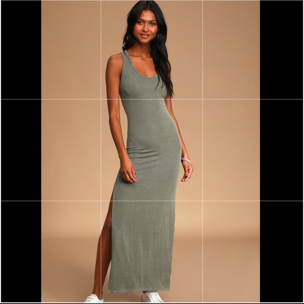 Lulu’s Relaxed But Not Least Sage Green Ribbed Sleeveless Maxi - new with tags!!